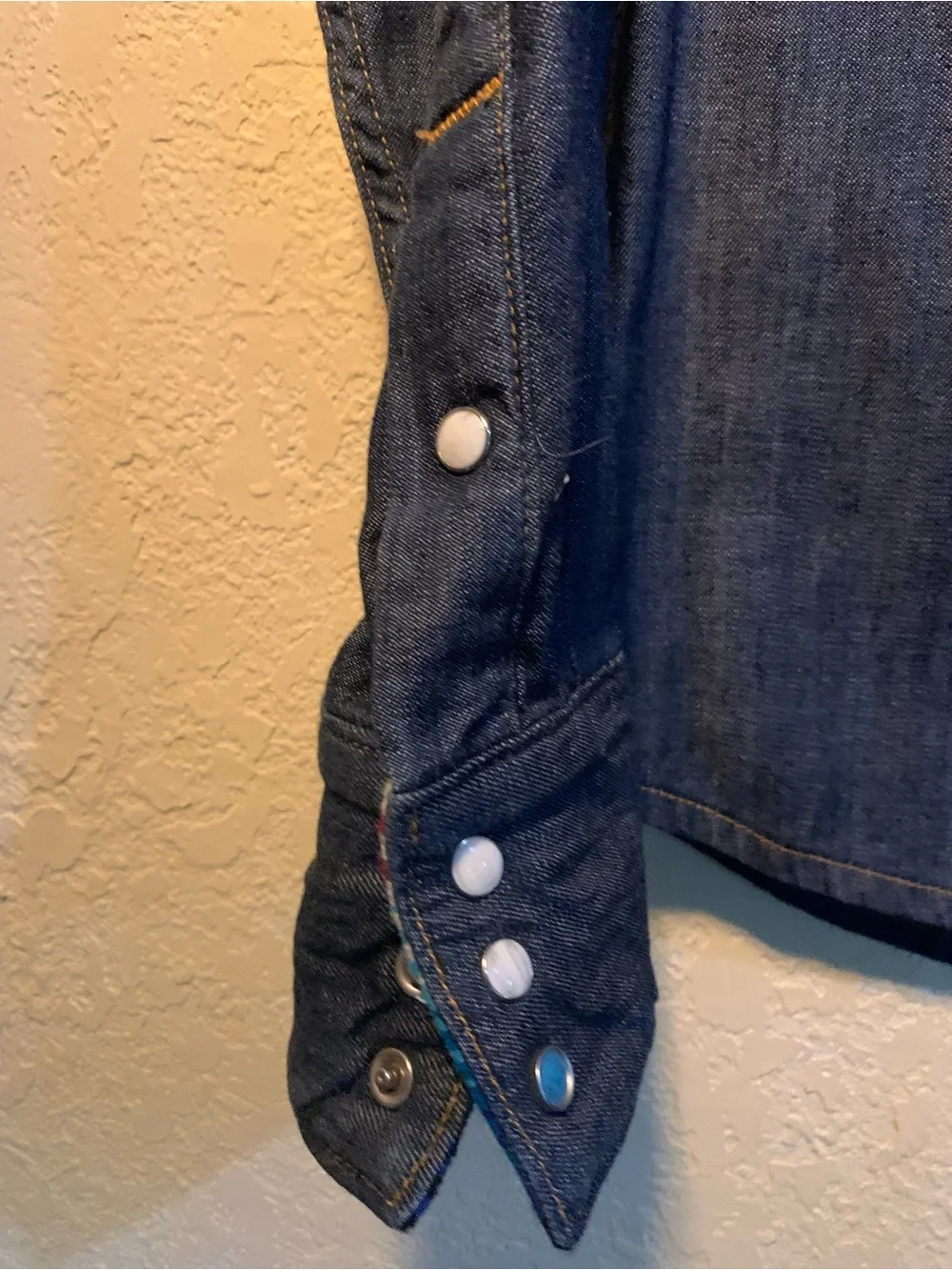True Religion Denim Pearl/Turquoise Snap Western Shirt with Serape Yoke